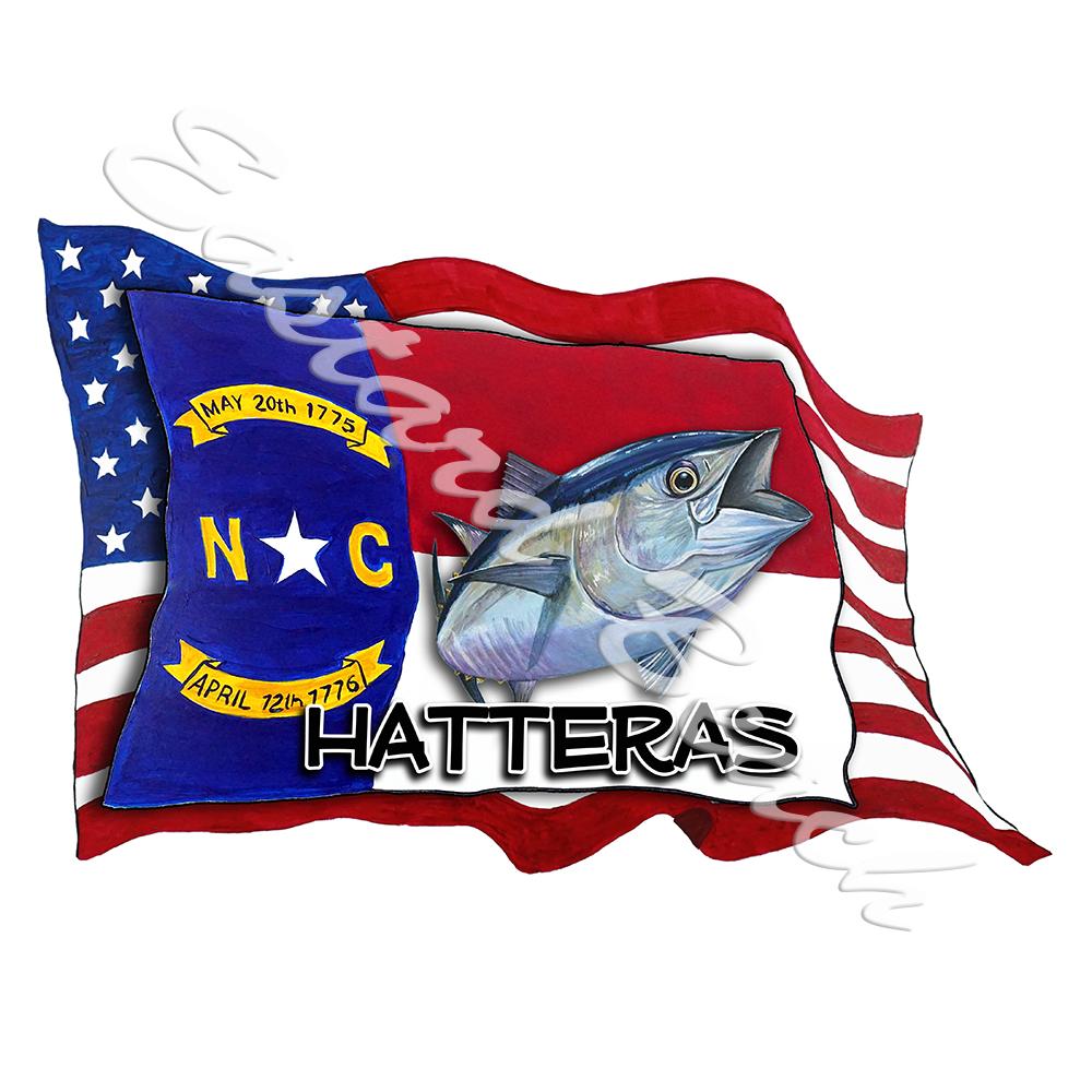 USA/NC Flags w/ Tuna - Hatteras