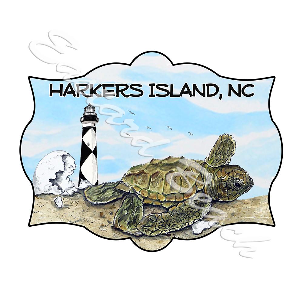 Harkers Island - Hatchling Scene w/ Lighthouse